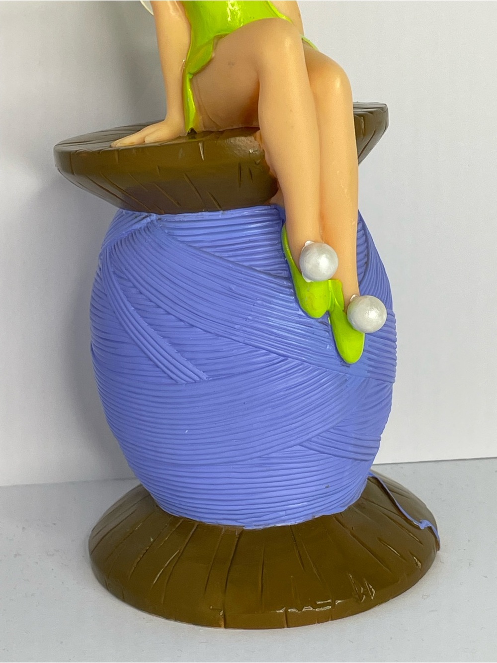 Vintage Disney TinkerBell Fairy Sitting On Thread Spool Piggy Bank 90s 10” - Picture 3 of 15